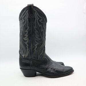 Justin Boot Exotic Teju Lizard Mens 8.5 D Black Round Toe Cowboy Western Boots